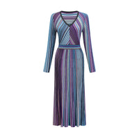 Mathilde metallic pleated midi dress in Blue