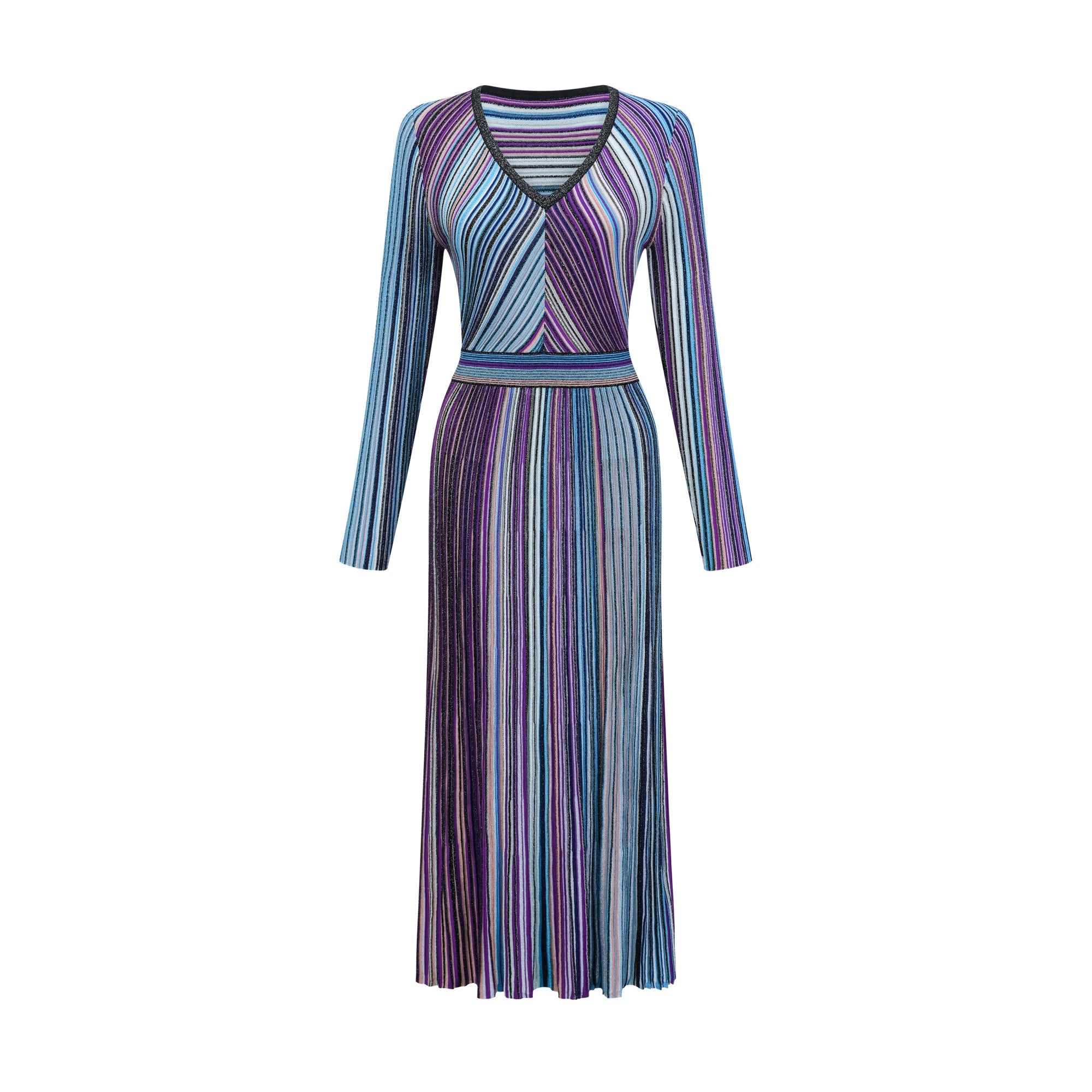 Mathilde metallic pleated midi dress in Blue