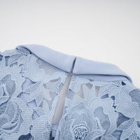 Aurore Blue Floral Appliqué Lace Midi Dress