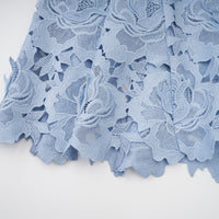 Aurore Blue Floral Appliqué Lace Midi Dress