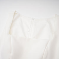 Kristveig White Cape Design Structured Mini Dress