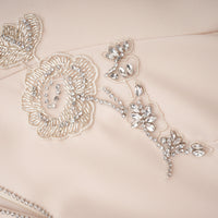 Quintella Neutral Floral Crystal Midi Dress