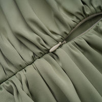 Benedetta Green One Shoulder Satin Maxi Dress