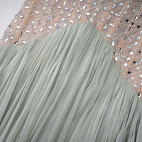Gwenaëlle Green Rhinestone Panel Maxi Dress