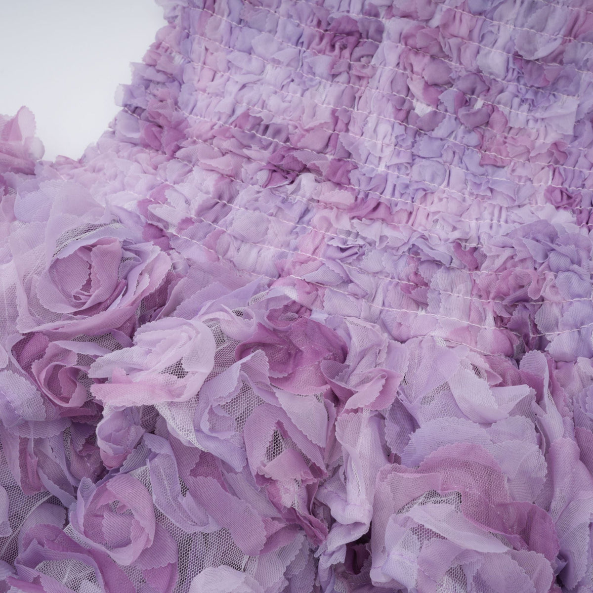 Mylène purple 3D-petal tiered tulle mini dress