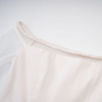 Gelsomina White Gathered Crepe Midi Dress