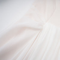 Gelsomina White Gathered Crepe Midi Dress