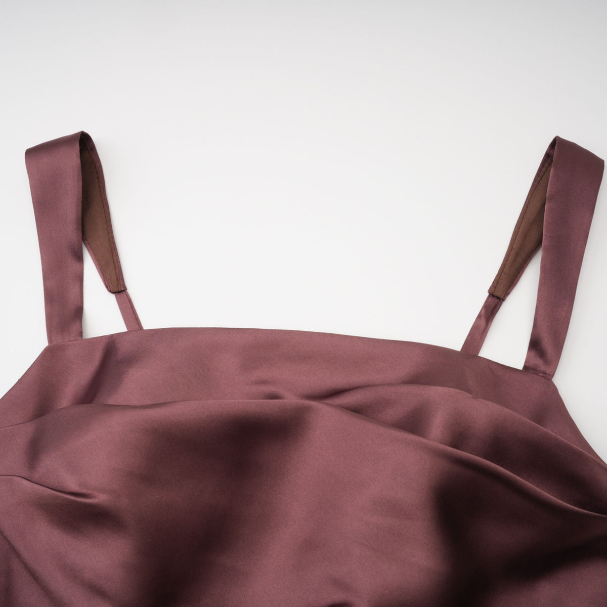 Inmaculada Brown Ruched Satin Maxi Dress (Without Gloves)