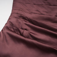 Inmaculada Brown Ruched Satin Maxi Dress (Without Gloves)