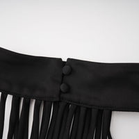Ivona Black Halterneck Ribbon Design Mini Dress