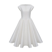 Amandine white open-back cap-sleeve midi dress