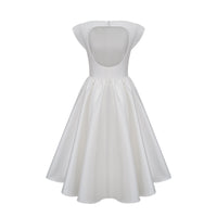 Amandine white open-back cap-sleeve midi dress