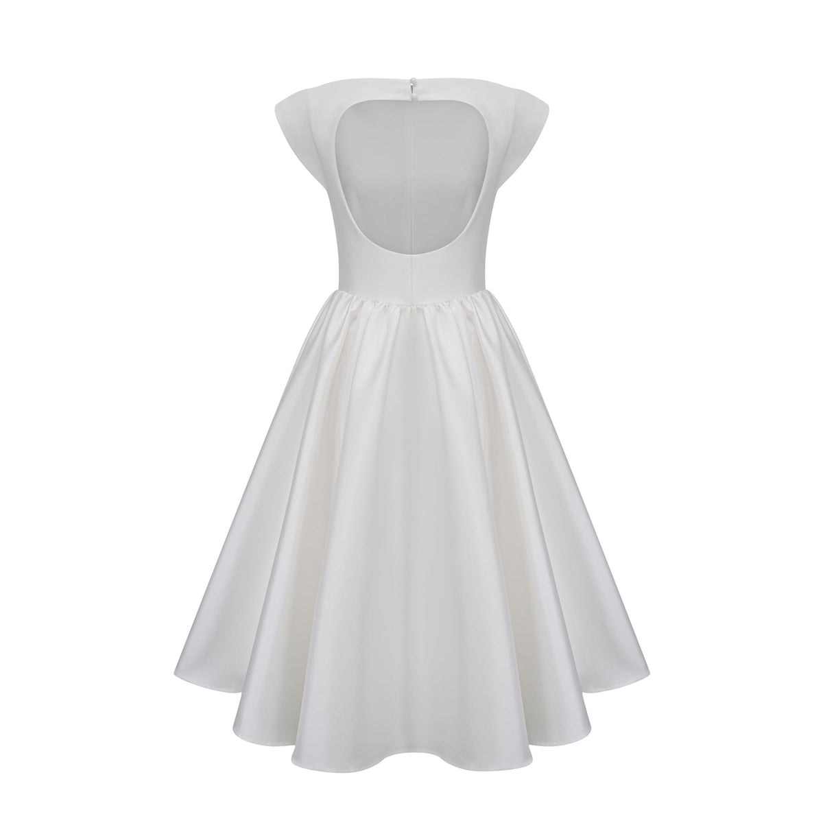 Amandine white open-back cap-sleeve midi dress