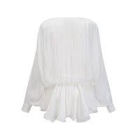 Mahault white pleated glitter-effect mini dress