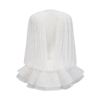 Isoline white semi-sheer lace top & shorts & dress matching set
