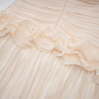 Céleste neutrals ruffled pleated maxi dress