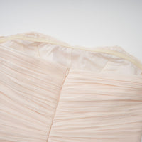 Céleste neutrals ruffled pleated maxi dress