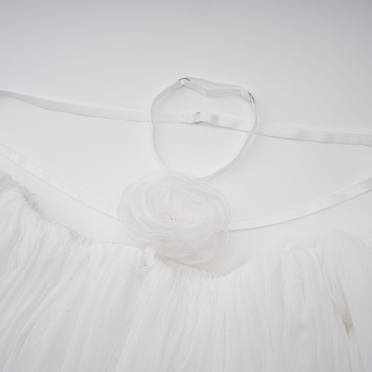 Hortense white floral-appliqué pleated tulle mini dress