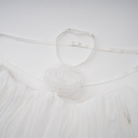 Hortense white floral-appliqué pleated tulle mini dress