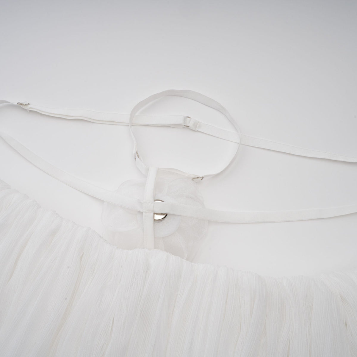 Hortense white floral-appliqué pleated tulle mini dress