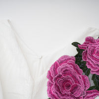 Pétale White Rose Appliqué Maxi Dress