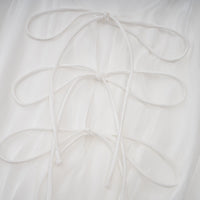 Mahault white pleated glitter-effect mini dress