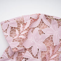 Vérane pink guipure-lace midi dress