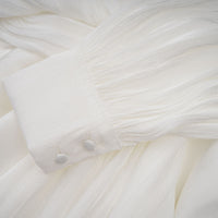 Mahault white pleated glitter-effect mini dress