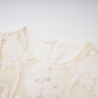 Maelle white flower-embroidered mini dress
