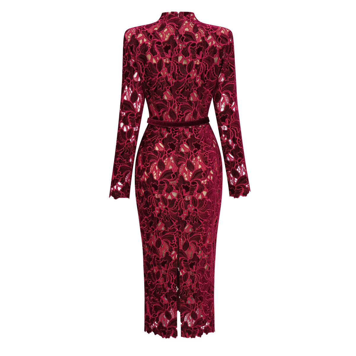 Hafdis Red Floral Embroidered Midi Dress