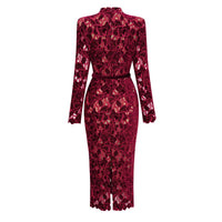 Hafdis Red Floral Embroidered Midi Dress
