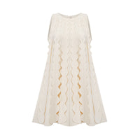 Axelle white wavy-detail sleeveless mini dress