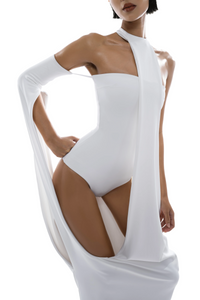 Elowen White Halter Neck Draped Maxi Dress
