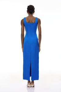 Damaris Blue Floral Embroidered Maxi Dress