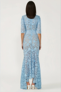 Daniela Blue Floral Lace Mermaid Maxi Dress