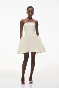 Daryna Ivory Cinched Waist Mini Dress