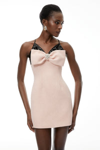 Delphine Pink Color Block Asymmetrical Mini Dress
