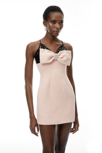Delphine Pink Color Block Asymmetrical Mini Dress