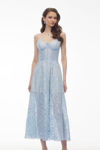 Dorothea Baby Blue Floral Lace Sleeveless Maxi Dress