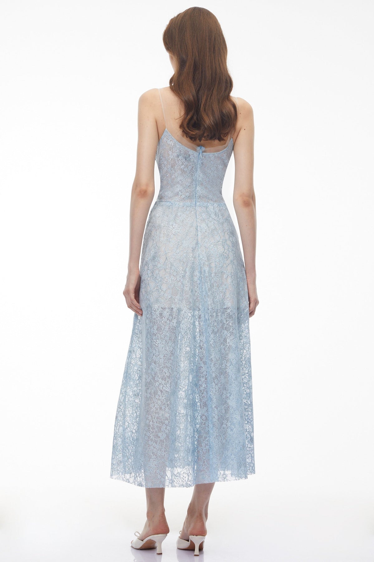 Dorothea Baby Blue Floral Lace Sleeveless Maxi Dress
