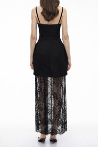 Dulcineia Black Semi-Sheer Lace Mini Dress