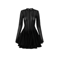 Hallie Black Layered Design Puff Mini Dress