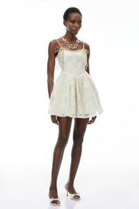 Eirlys Champagne Tulle Mini Dress with Bow