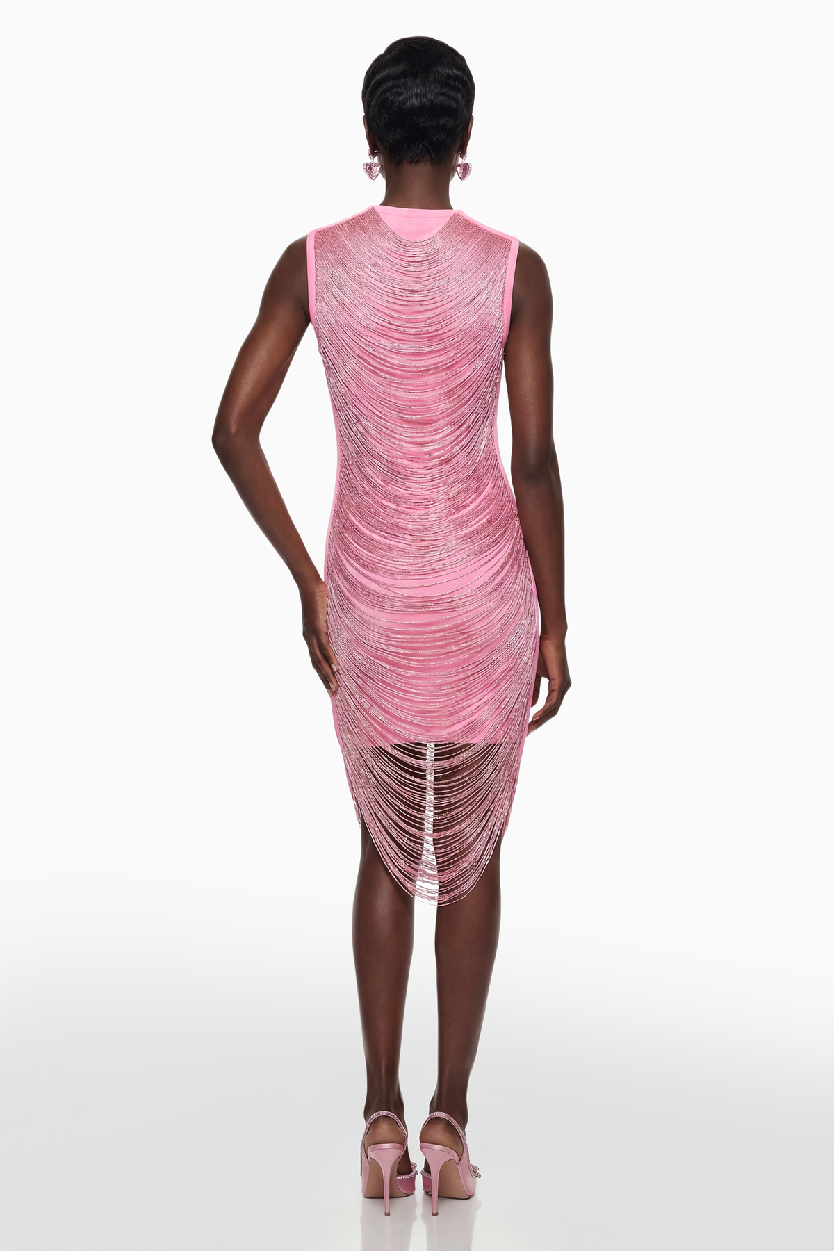 Eleonora Pink Fringed Bandage Mini Dress