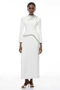 Eleri White Beaded Maxi Dress