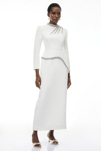 Eleri White Beaded Maxi Dress