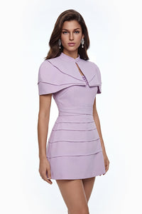 Elina Purple Cape Mini Dress