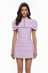 Elina Purple Cape Mini Dress