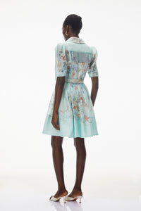 Elisheva Mint Green Floral Print Mini Dress