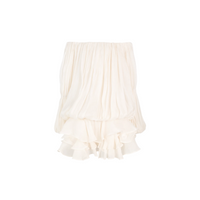 Zofia White Glossy Pleated Tiered Mini Dress